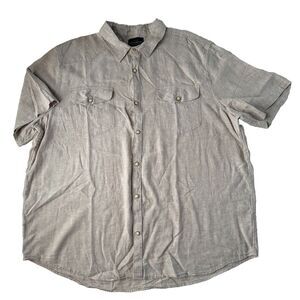 Lucky Brand Shirt Mens Size XL Short Sleeve Snap Button Linen Blend Beige NWT
